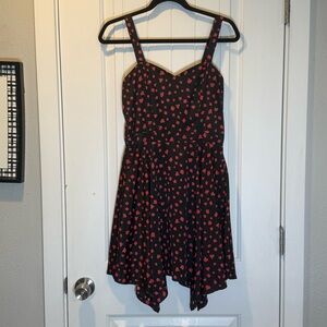 Bar III Black Dress with Red Apple Pattern